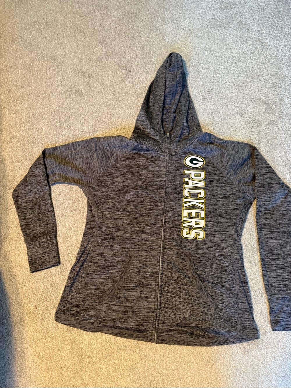 NFL PACKERS Gray Packers Full-Zip Hooded Jacket with Yellow Logo